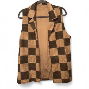 Checkered 90'svin tage woman's handmade vest